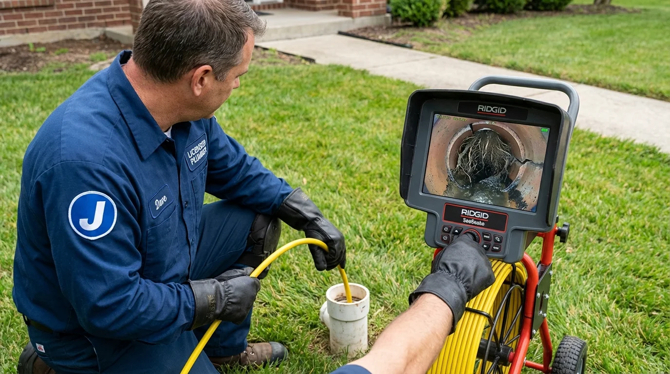 Sewer camera inspection being performed by Johns Plumbing LLC in Godley